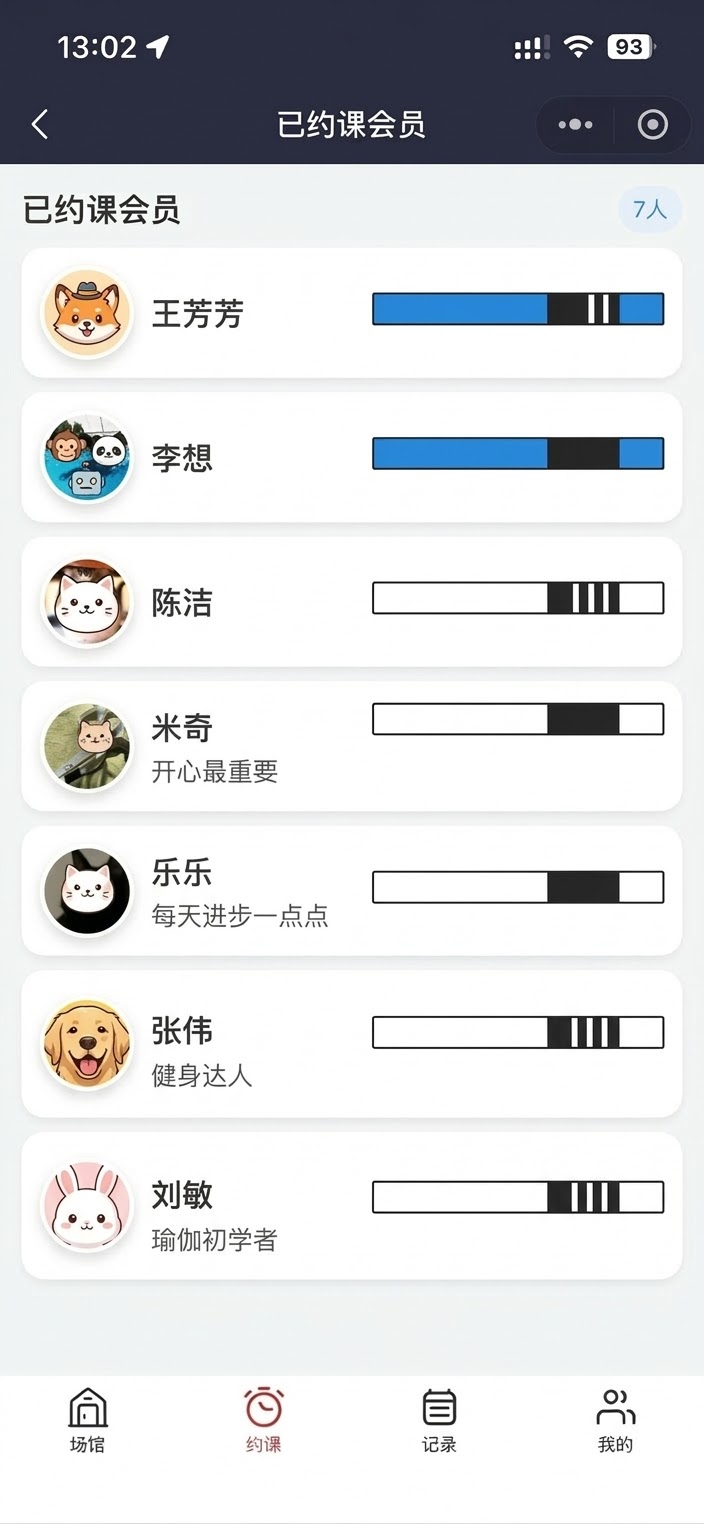 已约课会员